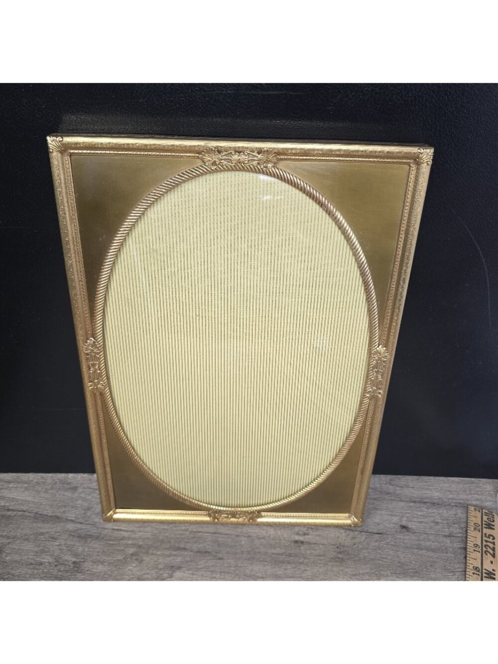 1930s Art Deco Bubble Glass Gold 8.5" X 13" Photo Picture Frame Embossed Fancy